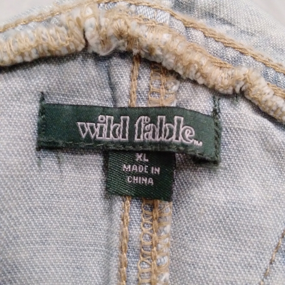 NWT Wild Fable Denim Overall Cargo Carpenter Light Wash XL - Picture 7 of 9